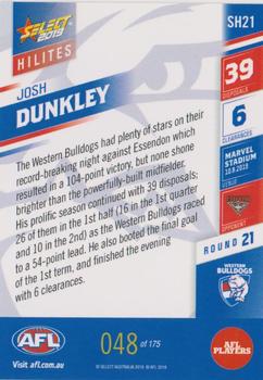 2019 Select AFL Hilites #SH21 Josh Dunkley Back